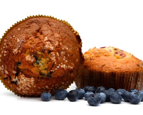 Fresh baked blueberry muffins at The Complex Bean - Coffee Bar and Bakery